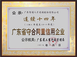 連續(xù)十四年獲得廣東省 守合同重信用企業(yè)